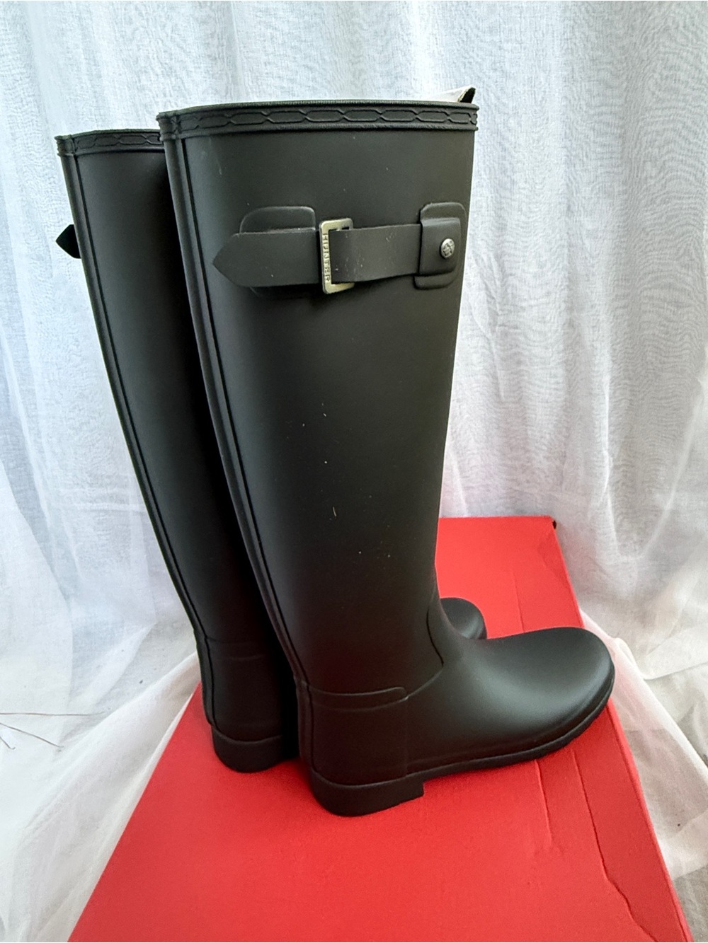 New! HUNTER Women’s Refined Tall Rain Boots | US 8 | UK 6 | EU 39 🖤☔️NEW! - Picture 7 of 10